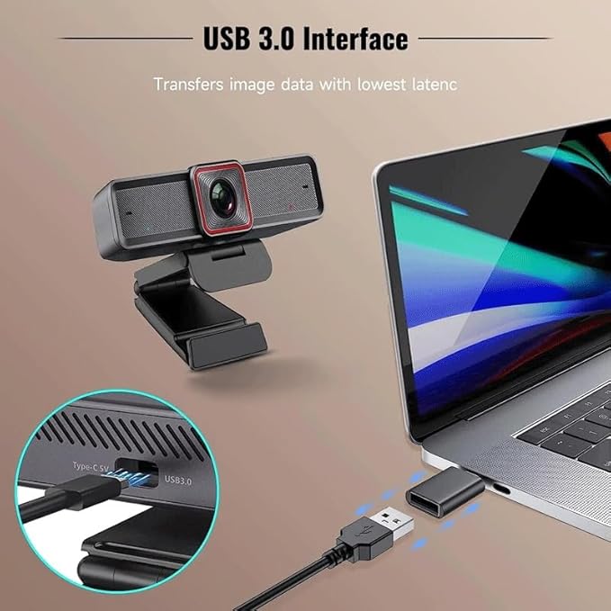 4K 3.0 Webcam Wide Angle Computer Camera for Laptops Meetings Conferences Live Streaming