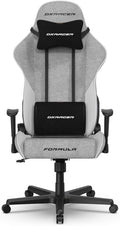 DXRacer Formula L Ergonomic Gaming Chair for Adults Reclining Video Office Computer Gamer Chair with Lumbar Support and Headrest (Water-Resistant Fabric Gray White)