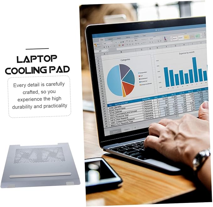 Aluminum Alloy Laptop Cooling Pad Stand for Notebooks to 17.3 Inch with Ventilated Cooling Fans Adjustable Height Gray – Suitable for Gaming and Office Use