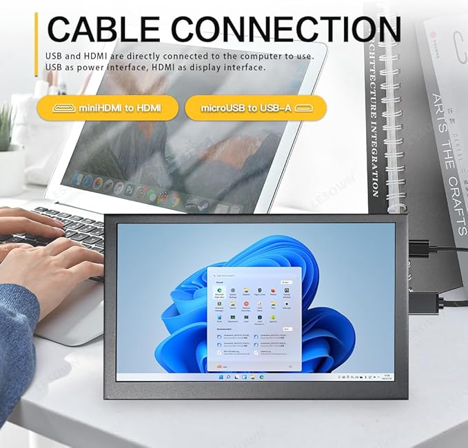 7 inch Mini Monitor HDMI LCD Display PC Case Secondary Screen 1024x600 IPS Small Portable Monitor with Speakers PC Temperature Display for Laptop Windows