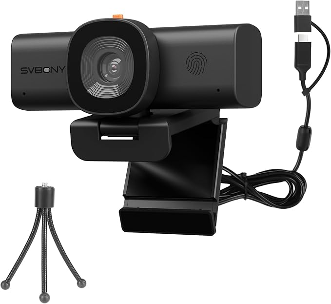 SVBONY 2K Webcam for PC Computer Camera with Low-Light 3D Noise Reduction&ampDual AI-Noise Canceling Mics Web Cam with Privacy Cover USB A-to-C Plug&ampPlay PC Camera for Video CallingTeamsStr