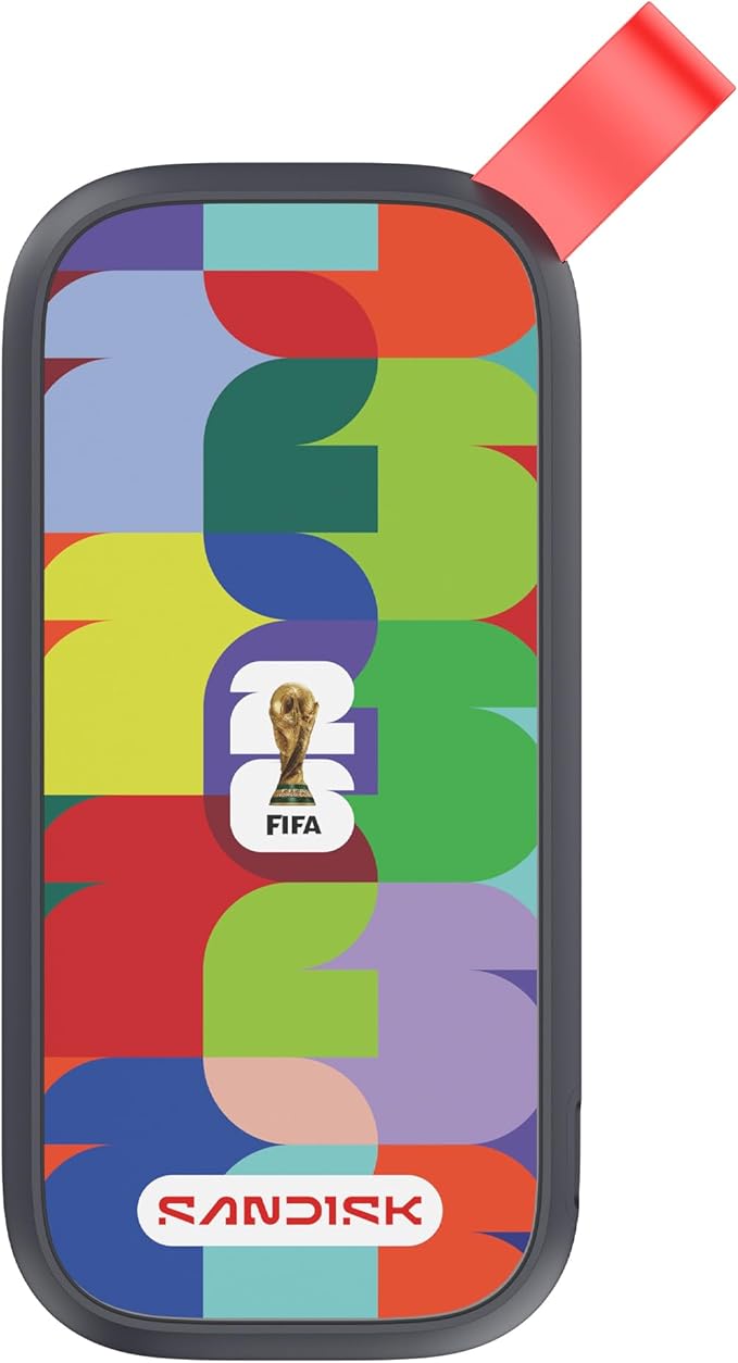 SANDISK 1TB Portable SSD FIFA World Cup 2026 Edition – Up to 800MB/s – Compatible with laptops Plus Android Tablets and Phones – Black - SDSSDE30F-1T00-G25