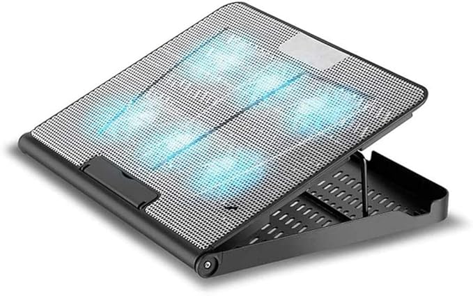 Laptop Cooling Pad Gaming 6Fans 15.6inch Laptop Cooler Stand Fan Adjustable Foldable Long Stand