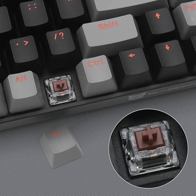 Qisan Mechanical Gaming Keyboard Dual Mode 2.4G/BT Wireless 60% Mini Design Brown Switch US Layout 68 Keys Computer Keyboard Gaming Pc Wireless Gaming Keyboard