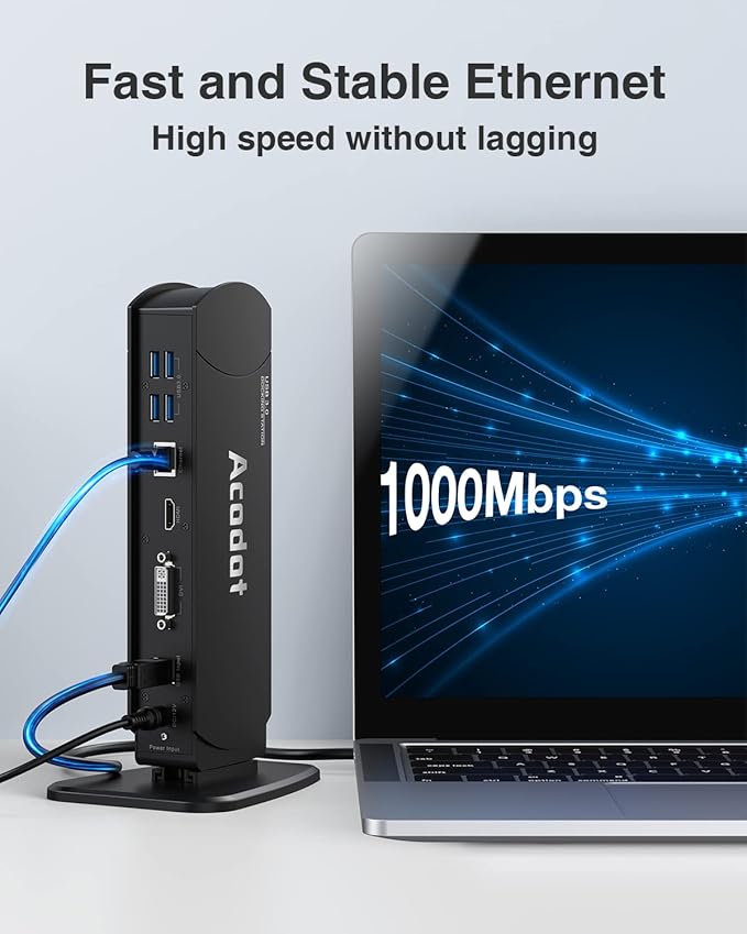 USB 3.0 Universal Docking Station Acodot 13 in 1 Laptop Docking Station Dual Monitor for Windows and Mac USB C Docking Station with HDMI VGA DVI 6X USB 3.0 Gigabit Ethernet Audio