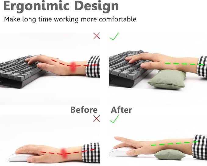 Keyboard Mouse Wrist Rest Bean Bag Set Ergonomic Wrist Rest for Keyboard and Mouse Filled Ergo Beads for Laptop Desktop Computer (Keyboard and Mouse Wrist Support Set)