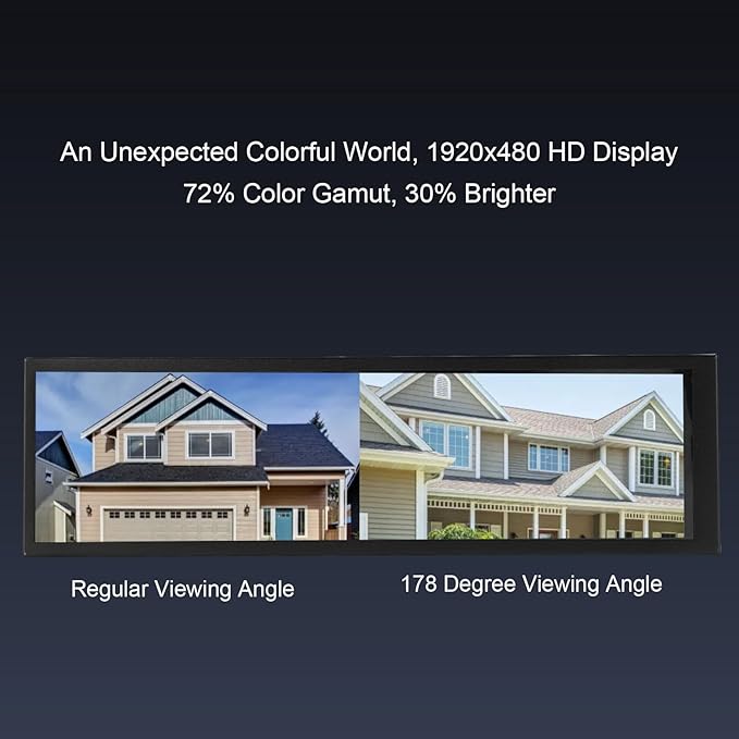 8.8 Inch Computer Temp Display FHD 1920x480 Mini Screen Monitor 178 Degree Wide Viewing Angle Supports Dynamic Themes for Important Data Display (Capacitive Version)