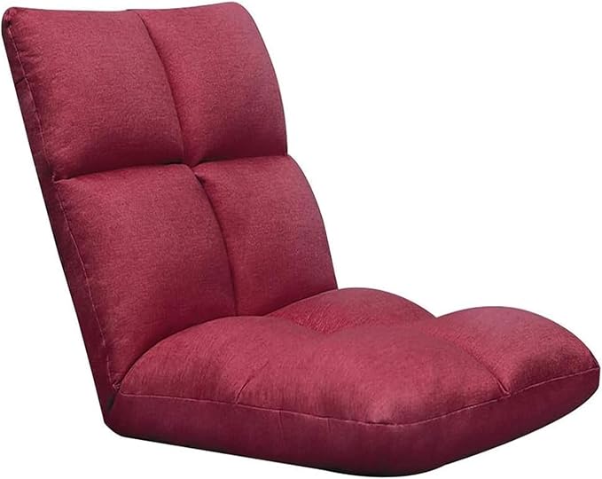 ELEFOCUS Folding Sofa Chair Folding Floor Chair Computer Chair On Single Bed 5 Speed Adjustment for Bay Window Bedroom(Rose Red)