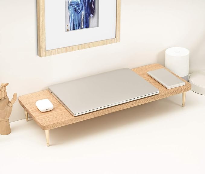 Monitor Stand Wood Riser with 4 USB Ports Computer Monitor Stand with America Walnut Data Transfer Charging Hub -Compatible with Computer Mac PCs Smartphone 20.5*8.3in