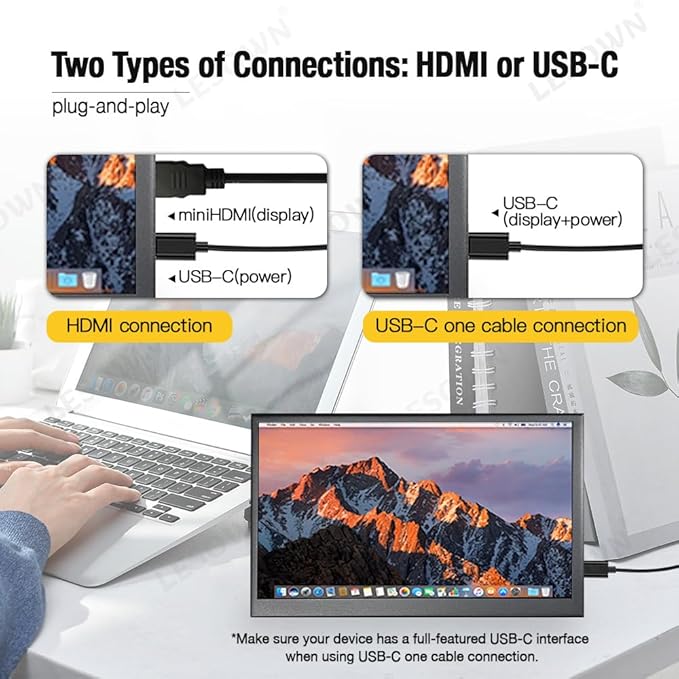 7 inch mini Small Monitor HD IPS 1024x600 LCD Screen 7inch USB C Portable Monitors External Display for Phone Laptop PC Build in Speakers (P70D)