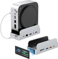 MiniDock Mac mini M4 Dock and Stand 11-in-1 USB-C Hub with 8TB M.2 NVMe SSD Enclosure Smart Display 4K@60Hz HDMI Gigabit Ethernet SD/TF 3.5mm Audio PD Charging for Mac mini/Pro/Air/Windows