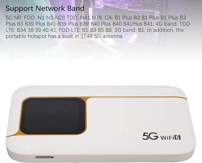 fosa 5G Mobile Hotspot Portable WiFi Router with 7100mAh Battery and WIFI6 Support for Travel Home Gaming Up to 16 Devices 2.77Gbps Speed IP67