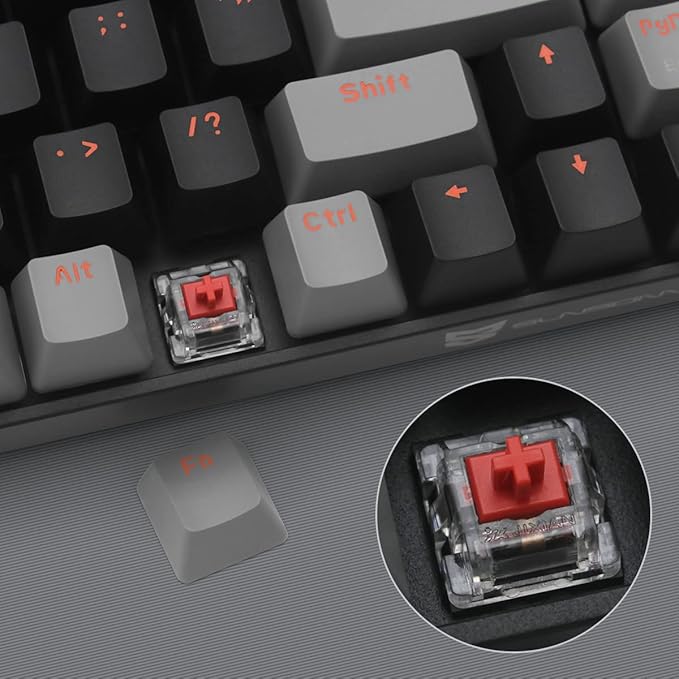 Qisan Mechanical Gaming Keyboard Dual Mode 2.4G/BT Wireless 60% Layout US Layout Red Switch 68 Keys Computer Keyboard Gaming Pc Wireless Gaming Keyboard