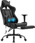PU Leather Ergonomic Gaming Chair with Massage Lumbar Support Footrest and Armrest - Big and Tall Racing Style for Adults Gaming Work Study