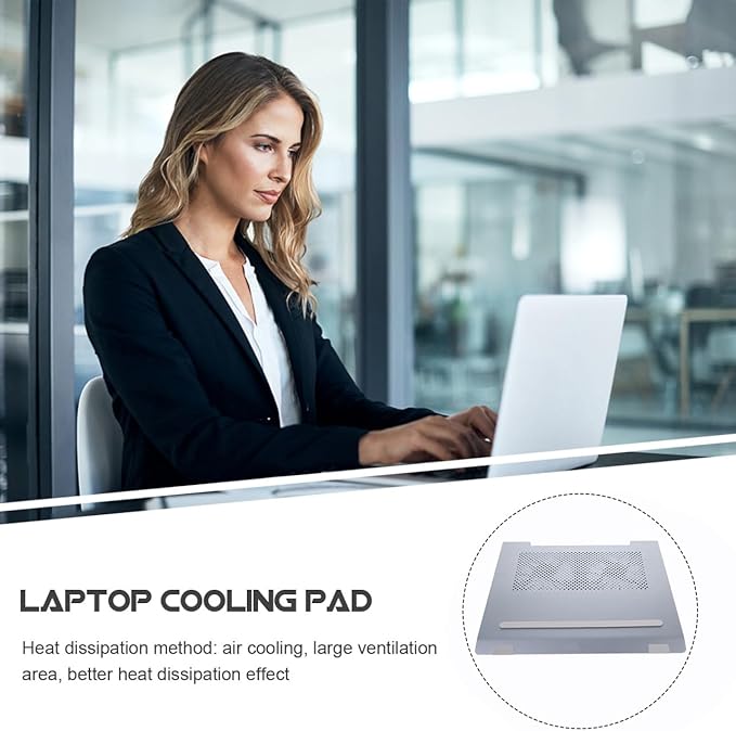 Aluminum Alloy Laptop Cooler Stand with Dual Fans for Notebooks to 17.3 Inch Quiet Cooling Pad with Elevated Ergonomic Design Gray Compatible with Gaming and Office Laptops