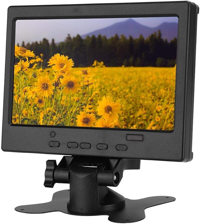 Hilitand 7 inch LCD Monitor 16:9 800:1 1024x600 250cd/m² LED Backlight Widescreen 1080P HD Monitor Mini Screen w/SpeakerSupport HDMI/VGA/AVfor/Car Display/CCTV(US)