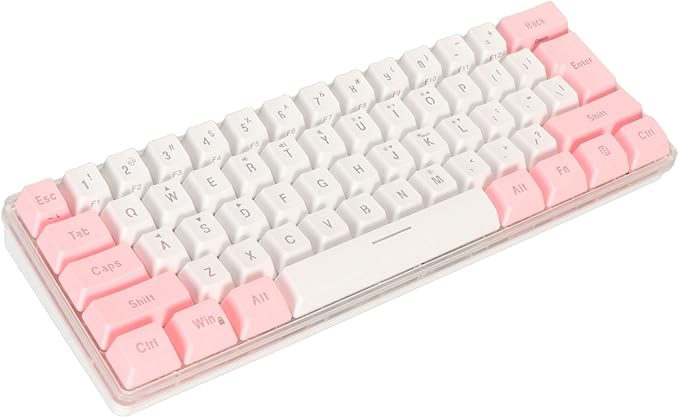 ZJchao Mini Keyboard 61 Keys Gaming Keyboard 60 Percent Wired RGB Mechanical Compact for Typist (Pink White)