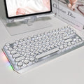 EWEADN TK940 Wireless White Typewriter Mechanical Keyboard87 Keys Aesthetic Mechanical Keyboard Tri-Mode Blue Switches White Backlit Keyboards Retro Punk Keyboards for Windows/Mac/PC