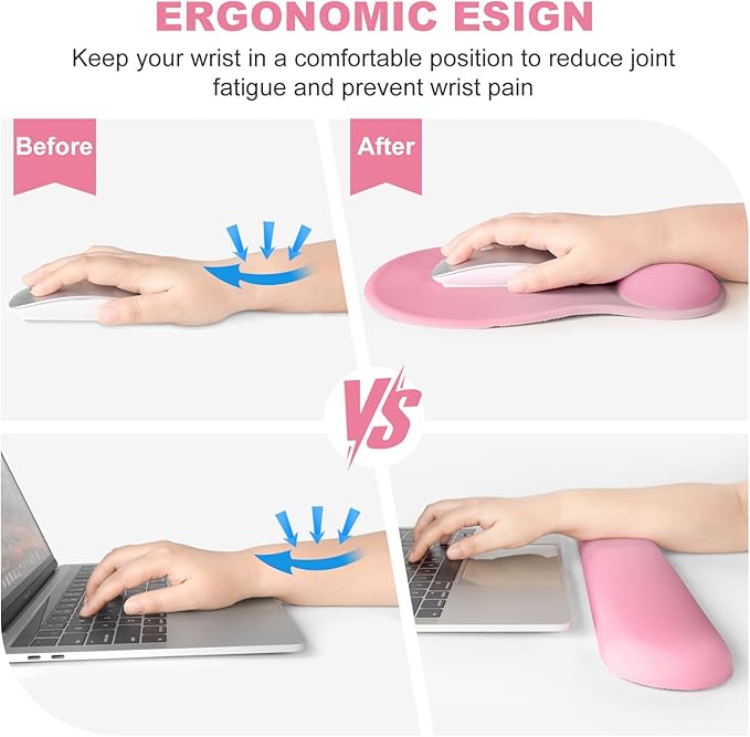 4-in-1 Large Gaming Mouse Pad Keyboard Wrist Rest Pad &amp Wrist Support Mousepad Set Extended Desk Pad Waterproof Desk Mat for Home Office Decor Study Game 35.4×15.7 Inches I Gradient Pink Blush