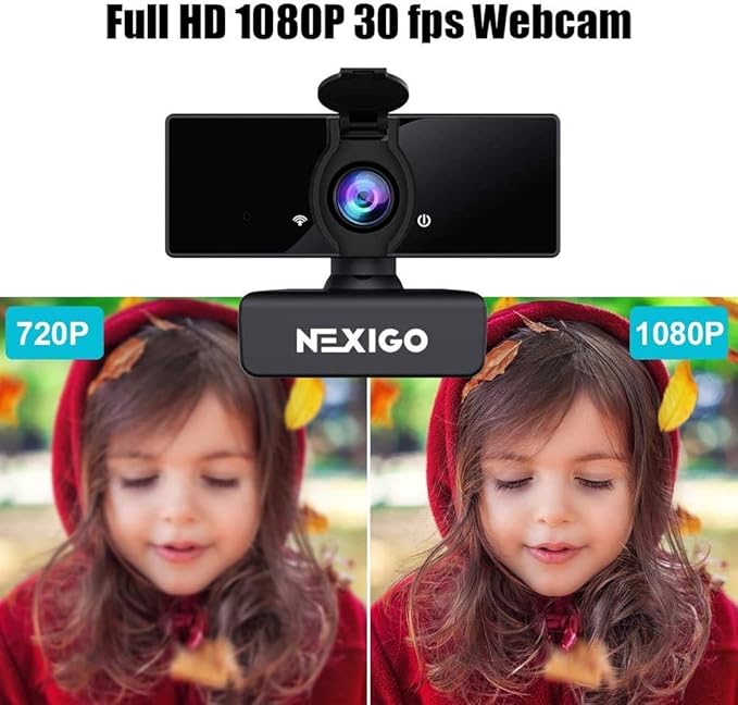 NexiGo 1080P Business Webcam Kits N660 HD Web Camera with Microphone and Privacy Cover Software Control Enhanced Video Conference Lighting Kit with Webcam Style Clip for Zoom/Skype/Teams