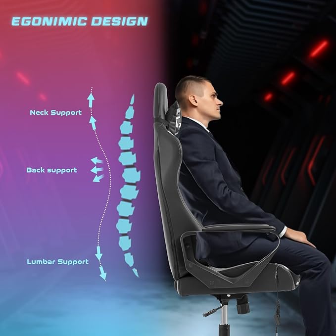 PayLessHere High Back Gaming Chair PC Computer Chair with Lumbar Support Arms Headrest Executive Racing Style Ergonomic Office Chair with Adjustable Rolling Swivel PU Leather Desk Chair (Camo)