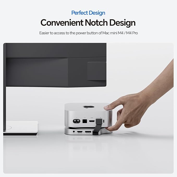Mac Mini M4 Dock Stand with DP 4K 144Hz &amp HDMI 4K 60Hz Mac Mini M4 Pro Hub with 4TB NVMe SSD Enclosure (SSD NOT Included) 3 USB A 2.0 SD/TF 3.0 3.5mm Audio/Mic USB C Hub for Mac Mini 2024
