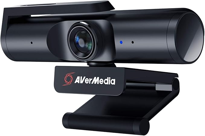 AVerMedia Live Streamer CAM 513-4K 30 fps UHD Ultra Wide Angle Webcam with Fixed-Focus Glass Lens for Indoor Lighting Works with OBS Zoom Black