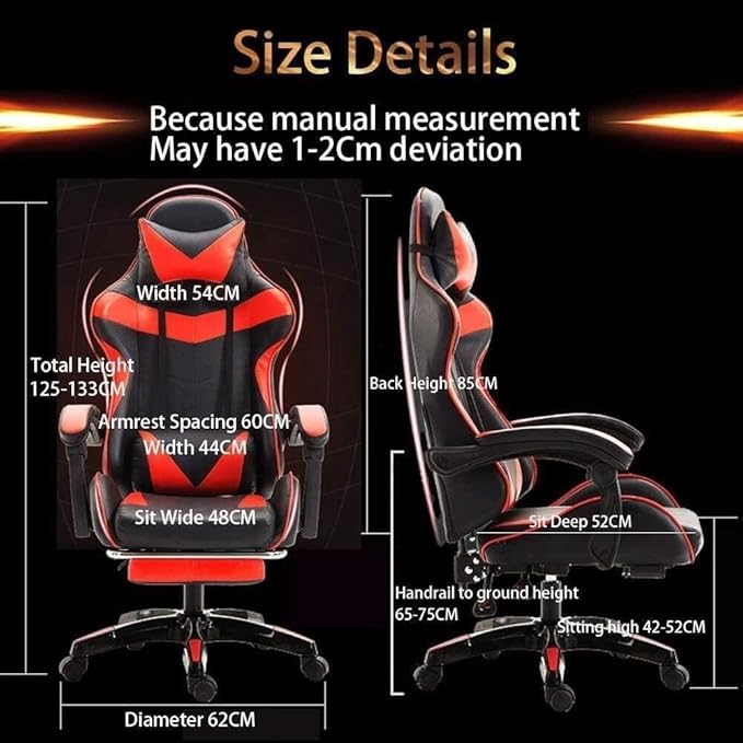 Ergonomic Gaming Chair with Massage Function Adjustable Height Lumbar Support Reclining PU Leather Office Chair