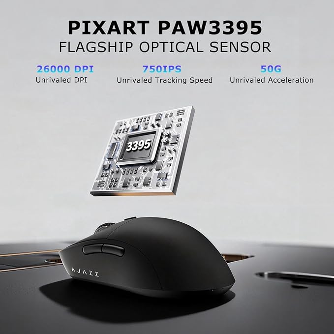 FIRSTBLOOD ONLY GAME. AJ199 Wireless Gaming Mouse PAW3395 Sensor 26000 DPI 60g Ultra-Lightweight Stable No-Dropout Connection 80M Clicks for FPS/MOBA &amp Long Sessions(Black)