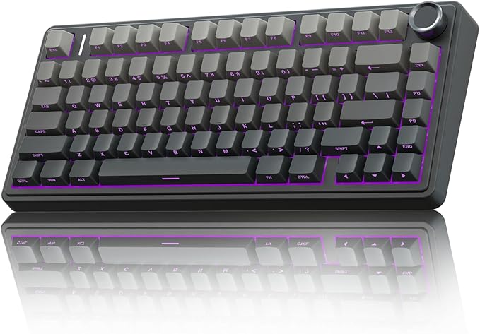 AULA F75 Pro Wireless Mechanical Keyboard75% Hot Swappable Custom Keyboard with KnobRGB BacklitPre-lubed Reaper SwitchesSide Printed PBT Keycaps2.4GHz/USB-C/BT5.0 Mechanical Gaming Keyboards