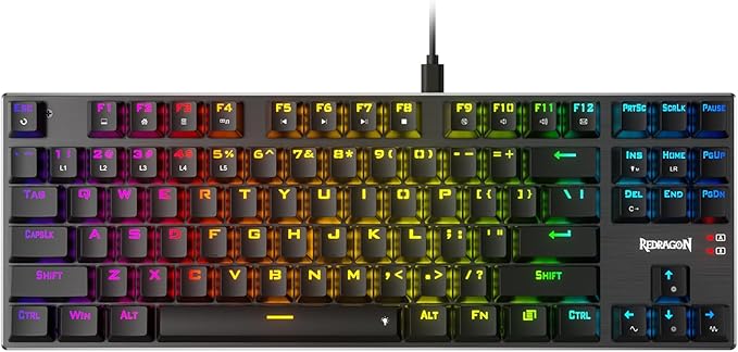 Redragon K660 (K556 TKL) RGB Wired Gaming Keyboard 80% 87 Keys Mechanical Keyboard w/Aluminum Base Upgraded Hot-Swap Socket and Noise Absorbing Foams Quiet Linear Red Switch