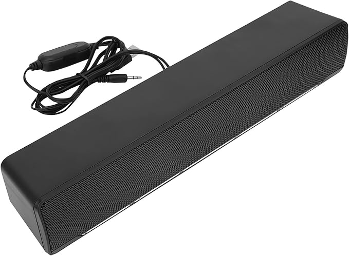Zopsc USB Computer Speaker Wired Stereo Sound Box Soundbar Music Player Bass Surround Sound Box 3.5mm Input for PC Cellphones(Black)