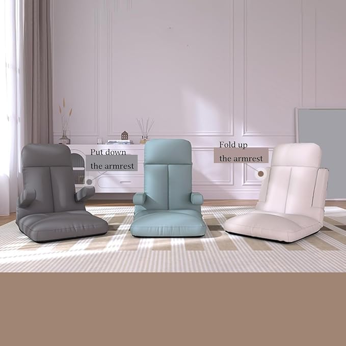 ELEFOCUS Floor Chair with 5 Positions Adjustable Folding Floor Gaming Chair with Armrest Foldable Lazy Sofa Recliner with Back Support(Beige)