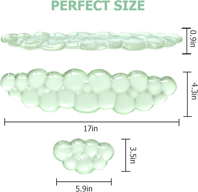 Gel Cloud Wrist Rest Keyboard Cute Wrist Rest for Computer Keyboard Ergonomic keyboard Wrist Rest and Soft Mouse Wrist Rest for Typing Pain Relief Suitable for Office Home Computer Gaming Green