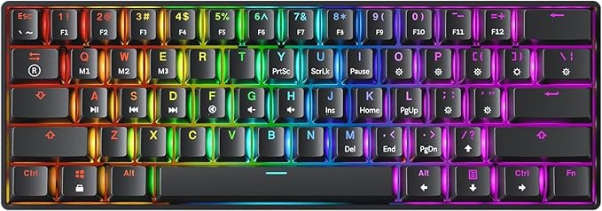 HK GAMING GK61 60% v3 | Hotswap Mechanical Gaming Keyboard | 61 Keys Multi Color RGB LED Backlit for PC/Mac Gamer | US Layout (Black Cherry Mx Brown)
