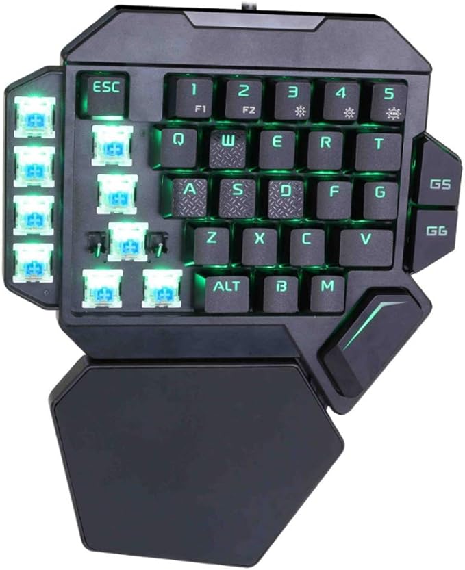 OneHanded Mechanical Gaming Keyboard RGB Blacklight Mechanical Keyboard 35-Key Portable Wired USB Gaming Keyboard with Macro Definition Function