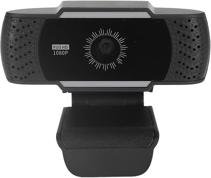 Computer Camera with Microphone Full HD 1080P USB Stereo Webcam Rotatable Clip Automatic Noise Reduction - Clear Imaging Easy Installation Ideal for Office and Video Calls