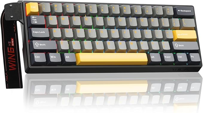 AULA WIN60 HE MAX - 60% Mechanical Gaming Keyboard Wired Hall Effect Magnetic Switches Hot Swappable Adjustable Actuation Rapid Trigger Mode 8000 Hz Polling Rate 60 Percent Keyboard Compact Design
