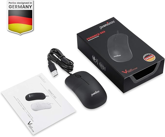 Perixx PERIMICE-503B Wired Optical Washable Mouse Black (11419)