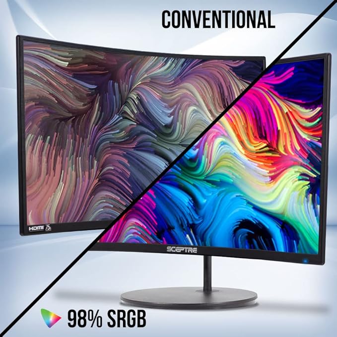 Sceptre Curved 24-inch Gaming Monitor 1080p 98% sRGB HDMI x2 VGA Build-in Speakers Machine Black