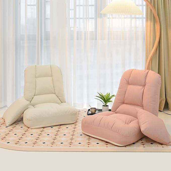 YCKEGEW Floor Bed Sofa Chair for Bedroom Portable Padded Yoga ChairAdjustable Floor Chair with Back Support Gaming Chair Meditation Chair for Adult Thick Cushion (Color : Light Grey)