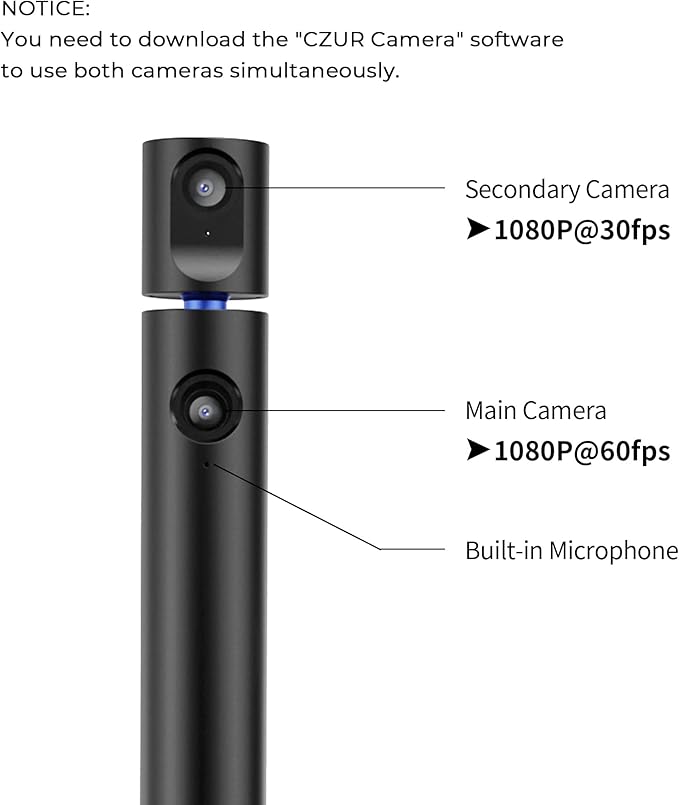 CZUR Halo X Pro Dual Webcam for PC 1080P Web Camera with Microphone USB Camera for Computer 90° View Plug &amp Play Compatible with Windows&ampMac for TikTok/YouTube/Yahoo Messenger