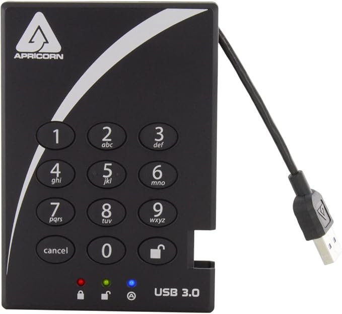 Apricorn 2TB Portable External Hard Drive &amp Aegis Secure Key 3Z 128GB 256-bit AES XTS Hardware Encrypted FIPS 140-2 Level 3 Validated Secure USB 3.0 Flash Drive (ASK3Z-128GB) Black