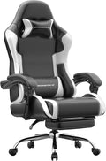 Dowinx Ergonomic Gaming Chair with Footrest &amp Massage Lumbar 2D-Linkage Armrests for Computer Chair 330lbs with Headrest Pillow for Office Home Streaming and Long Gaming Sessions White