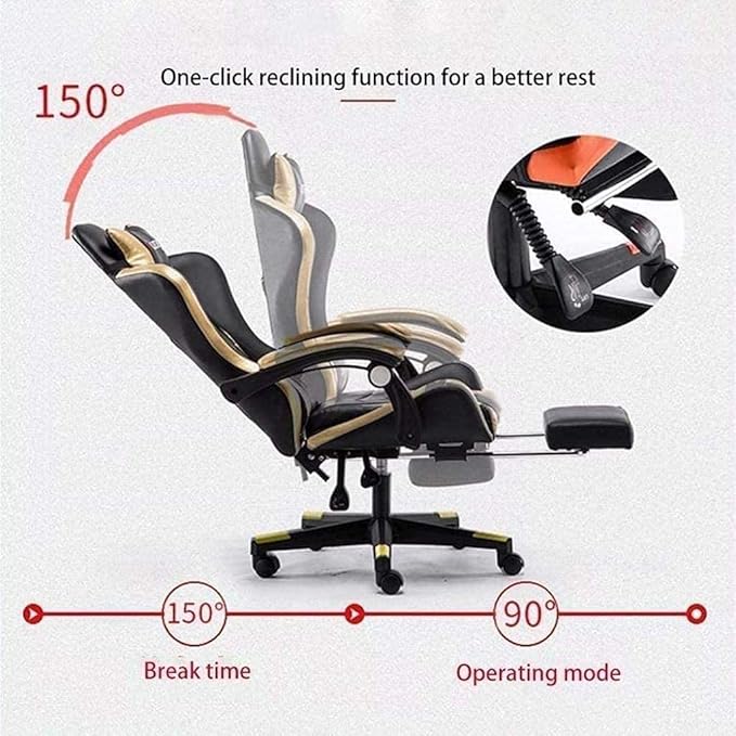 Office Chair Office Chair for HomeComfortable Lift Swivel Chair Office Chair E-Sports ChairHigh Back Gaming Chair Adjustable Office Chair with Footrest Computer Chair Kneeling ChairOrange Chair