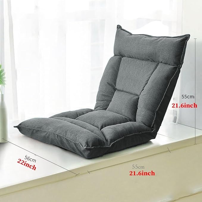 ELEFOCUS Floor Chair with Back Support Folding Floor Gaming Chair with Adjustable Backrest and Head Lazy Sofa Lounger Recliner Chair(/Green a)