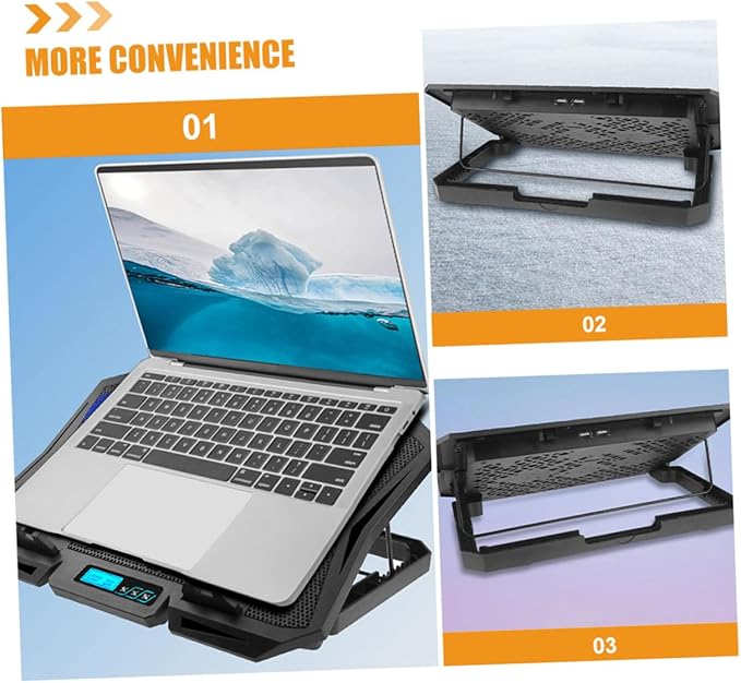 Laptop Cooling Stand 15.6-inch Quiet Air Cooler with Adjustable Speed Blue LED Fans for Gaming and Office Use Portable Laptop Cooler Pad with Ergonomic Fan Holder