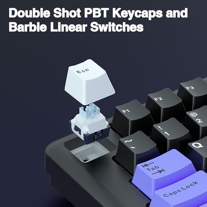 x LEOBOG A75 Alice Ergonomic Keyboard Wireless Mechanical Gaming Keyboard Tri-Mode BT5.0/2.4G/Wired with Joystick and Knob 75% Layout RGB Backlit Hot Swappable Linear Switches for Win