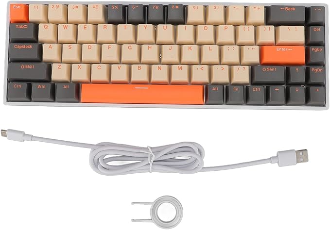 EBTOOLS Wired Gaming Keyboard Blue Switch Adjustable Brightness Comfortable Typing Full N Key Rollover Mechanical Keyboard for Office