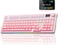 AULA S98 Pro Wireless Mechanical Keyboard with Screen &amp Knob2.4GHz/USB-C/BT5.0 Hot Swappable Pink Creamy KeyboardPre-lubed Linear SwitchesSide Printed PBT KeycapsRGB Backlit Gaming Keyboards